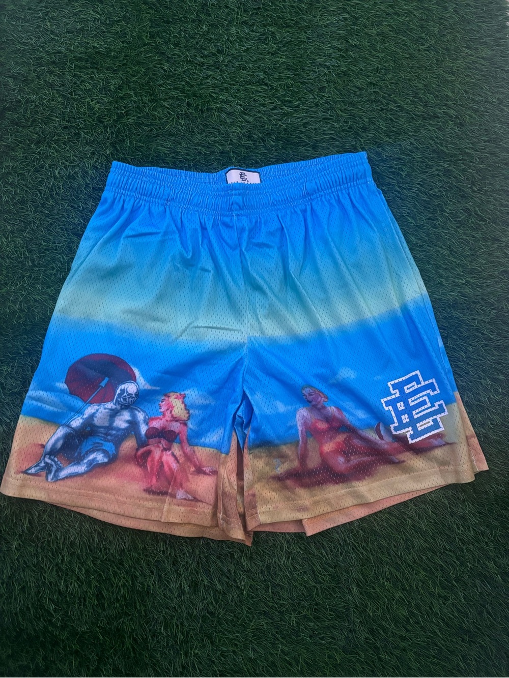 Eric Emanuel Blue Gradient Beach-Print Athletic Shorts
